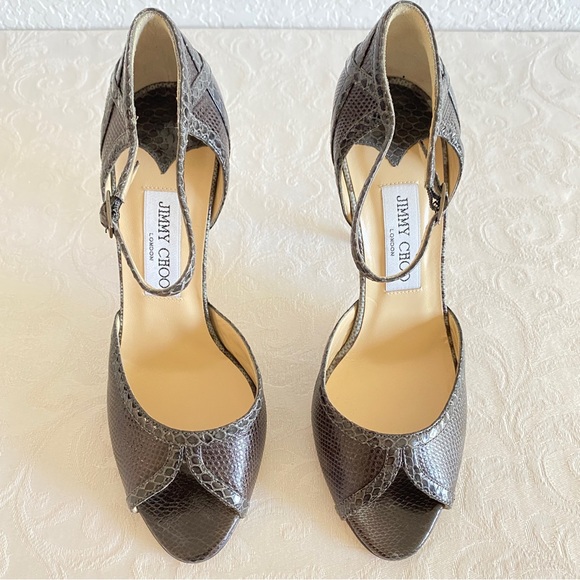 Jimmy Choo Two Tone Karung Leather Sandals - Picture 11 of 11
